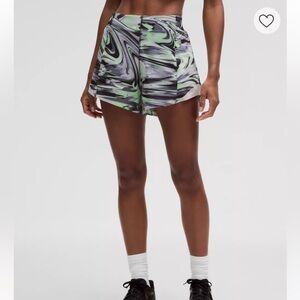 Lululemon hotty hot high rise social edition 4” Marble Print running Shorts